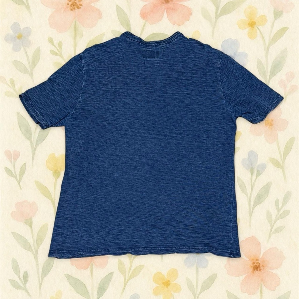Heritage 100% Indigo Cotton Henley Shirt Mens XL Slim Fit Blue Pocket Tee - Picture 5 of 5